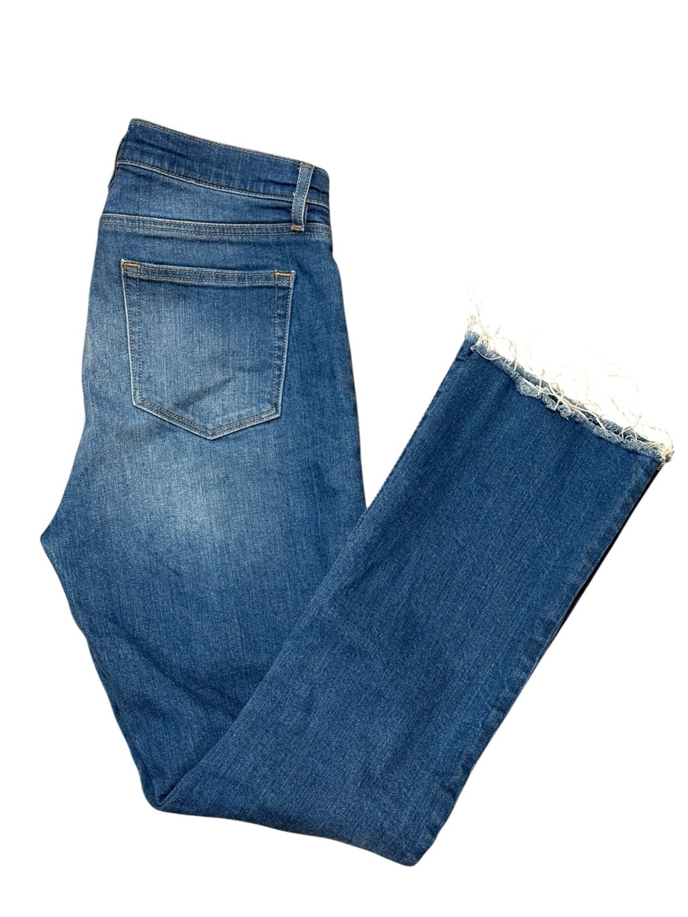LOFT The Boot jeans medium wash raw hem stretch size 10 boho western